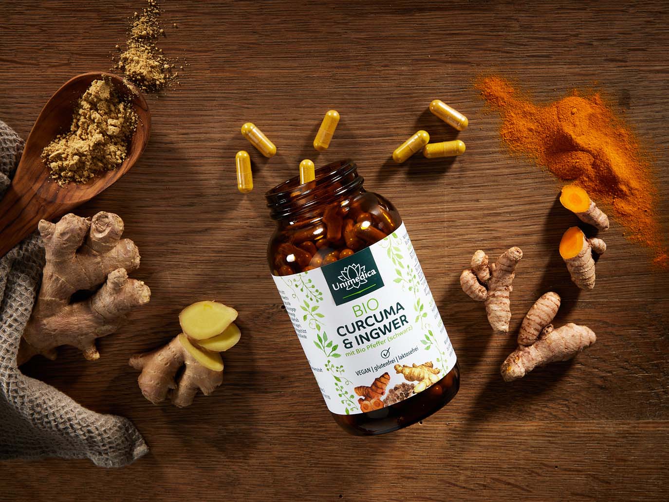 Organic Turmeric & Ginger with Organic Black Pepper - 180 Capsules - by Unimedica